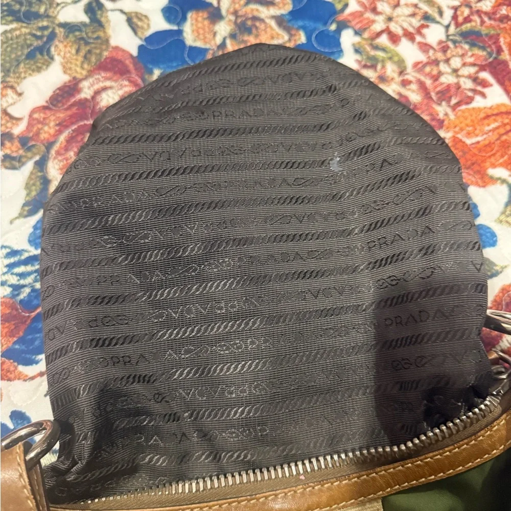 Prada Olive Green and Tan Shoulder Bag - Picture 5 of 8
